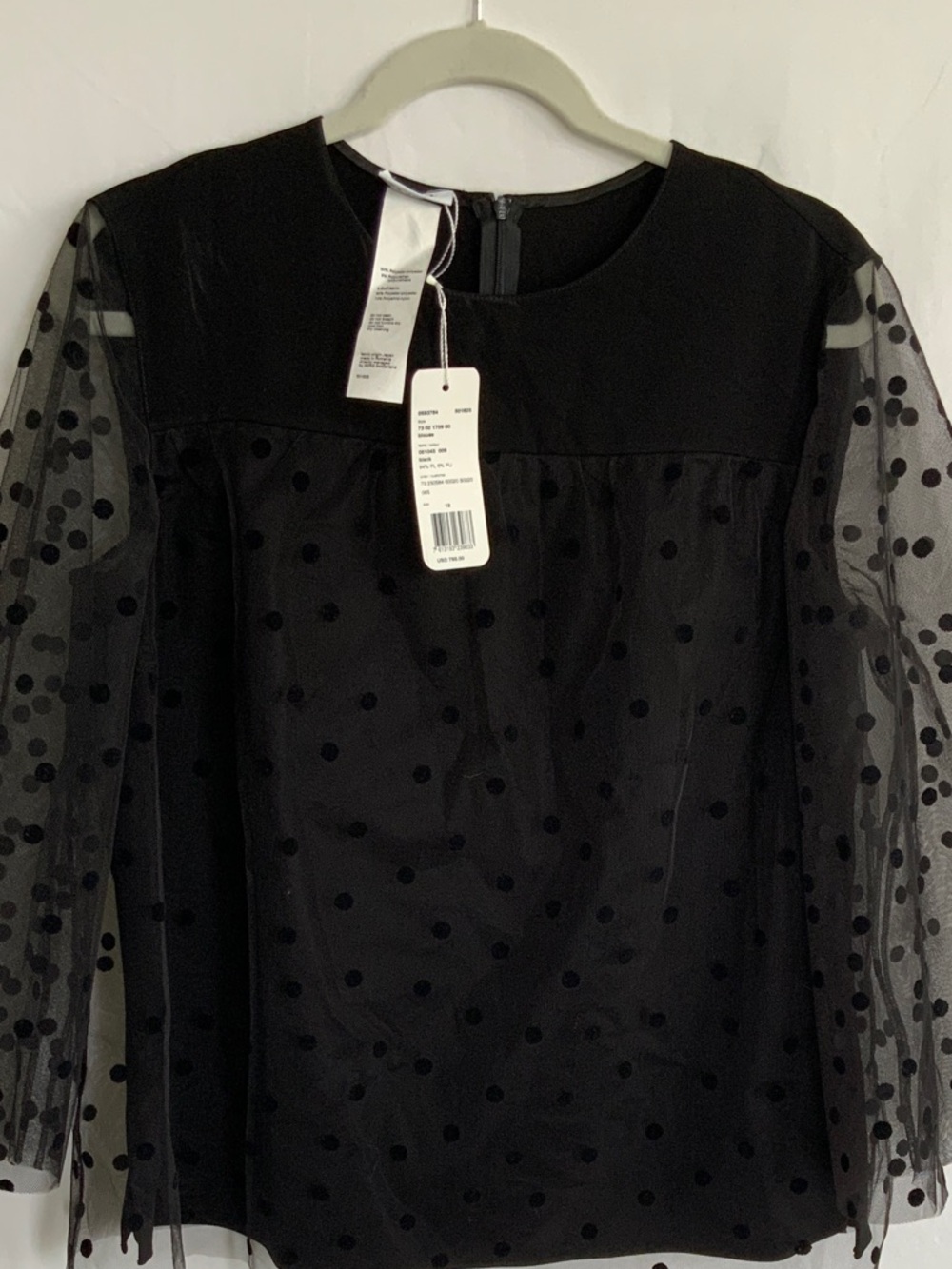Akris Punto Black Polka Dot Sheer Yoke Blouse